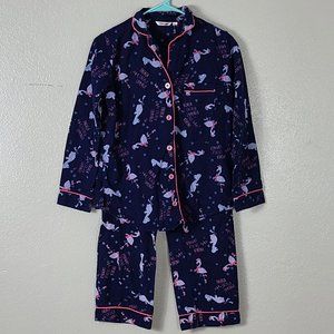 Women's Navy Pajama Set with Pink Accents